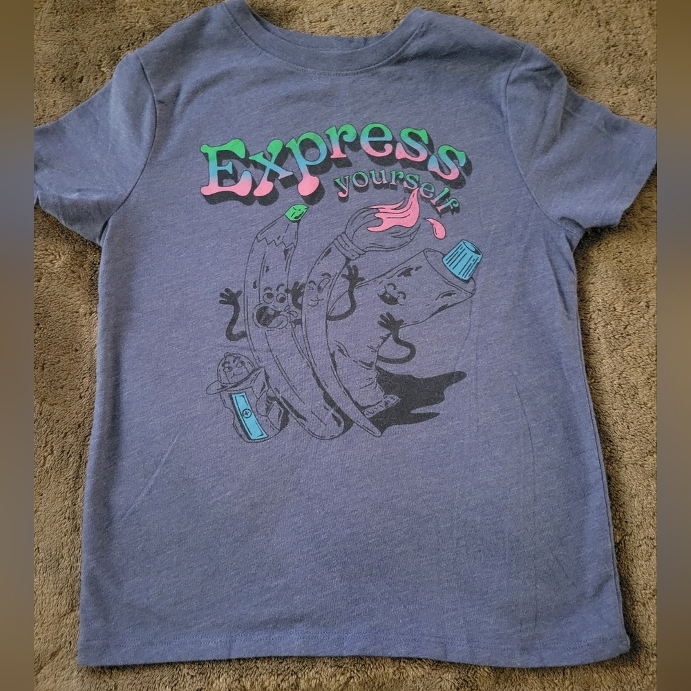 Kids Express Yourself Tee M/8 Purple Blue Arty Crewneck Tshirt